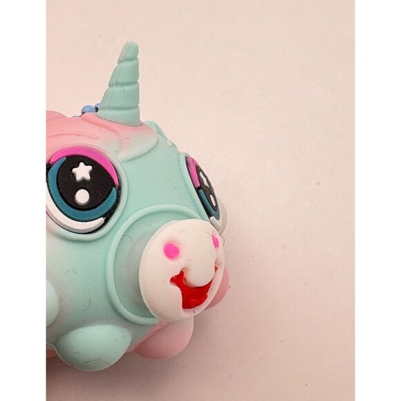 Baby Unicorn Squish Ball Keychain Fidget Toy Pink Blue Stress Relief Ball - Picture 6 of 6
